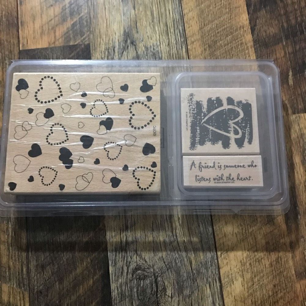 Stampin up Listen with the heart 3 pc stamp set new in case valentines